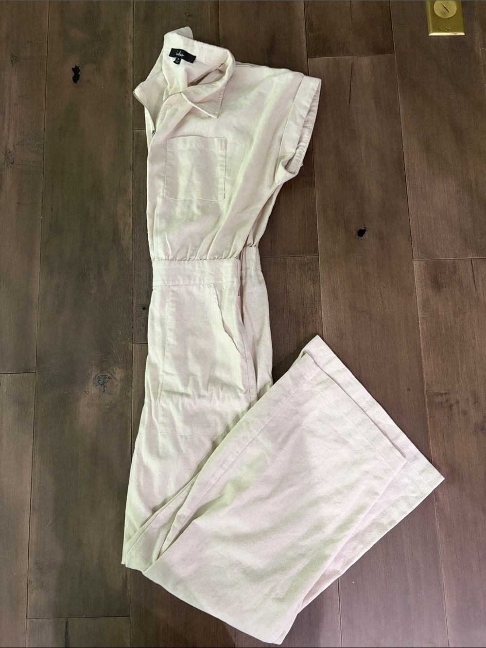 Lulu's Light Beige Collared Utility Jumpsuit